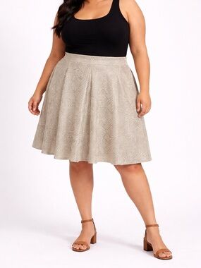 Jessy B Anthropologie Womens Skirt Geometric Metallic Print Pleated‎ A-Line 2X